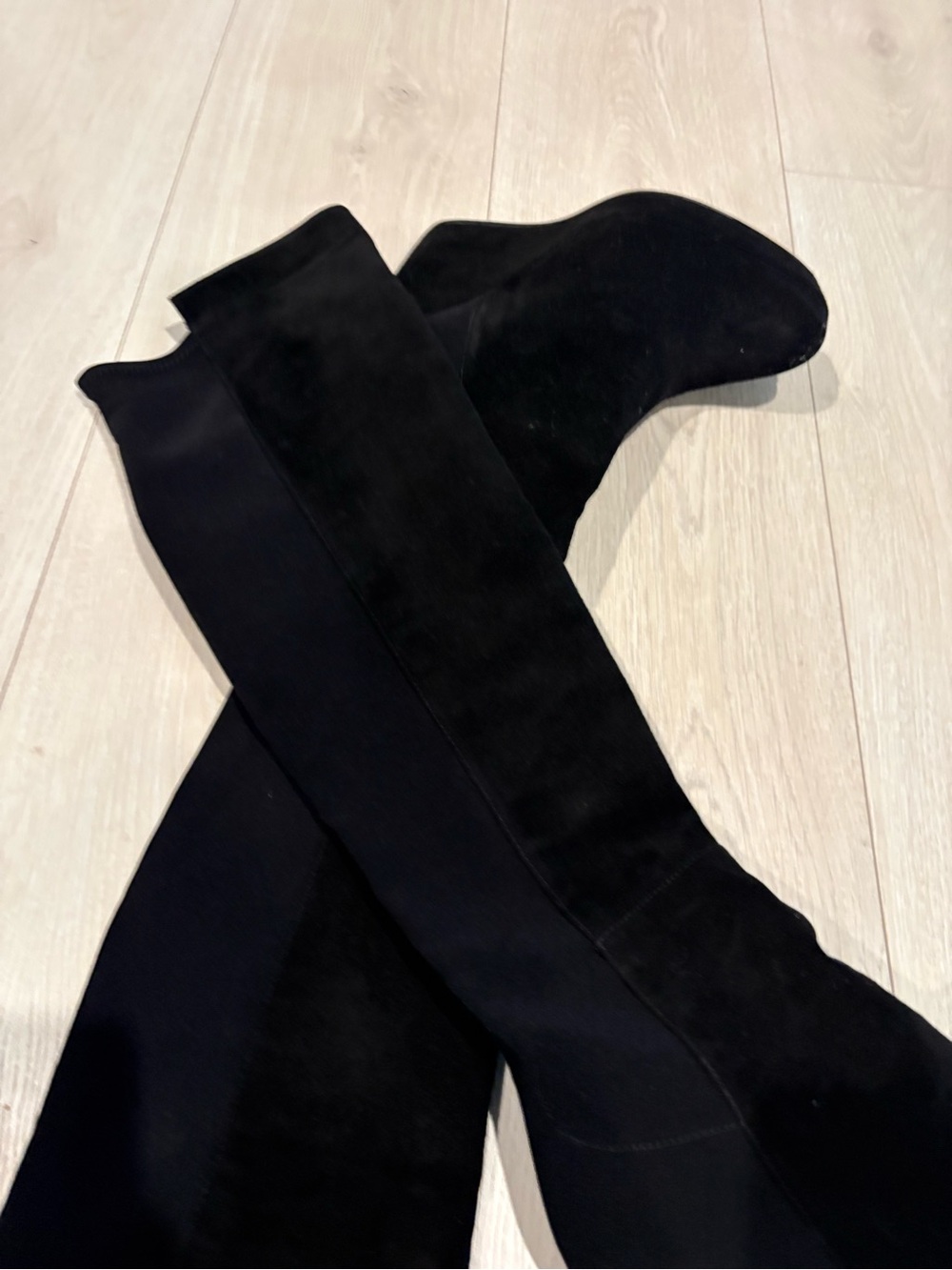 Stuart Weitzman Black Over-the-Knee Wedge Boots - Picture 3 of 9